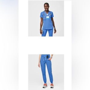 FIGS scrubs, Capri Blue, XS top, Small bottoms